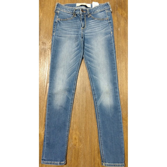 Abercrombie & Fitch Medium Wash Blue Denim Women's Size 00S 24x27 Stains - Picture 1 of 10